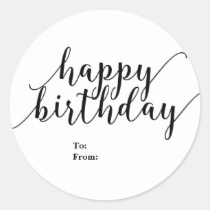 Sticker Rond Joyeux Anniversaire À partir De l'Écriture Noire T