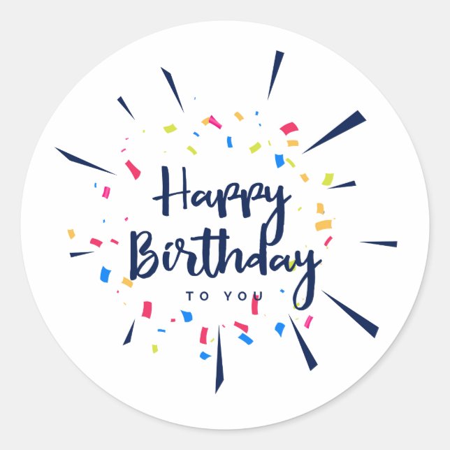 Sticker Rond Joyeux anniversaire à vous confetti (Devant)