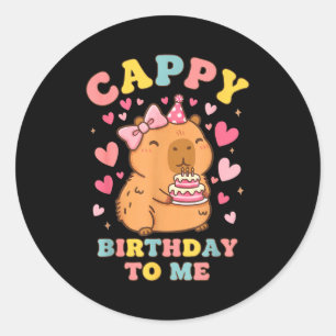 Sticker Rond Joyeux anniversaire au drôle d'animal d'anniversai