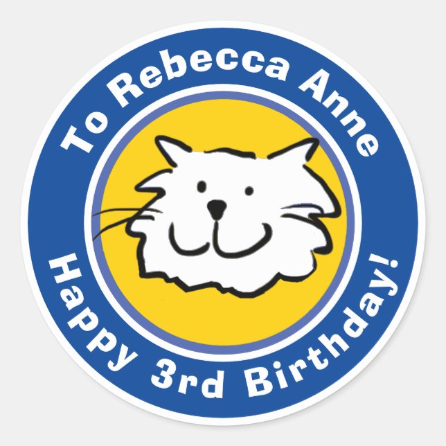 Sticker Rond Joyeux anniversaire avec nom et âge 3 (Devant)