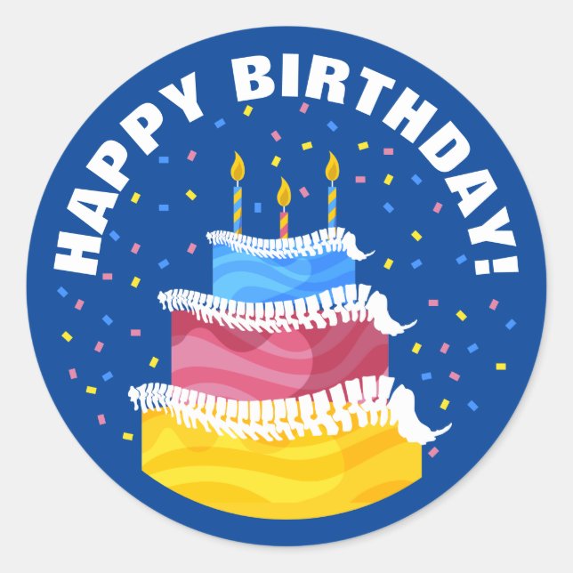 Sticker Rond Joyeux Anniversaire avec Spine Frosting Chiropract (Devant)