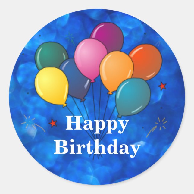 Sticker Rond "Joyeux anniversaire", Ballons de fête (Devant)