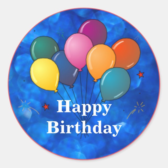 Sticker Rond "Joyeux anniversaire", Ballons de fête (Devant)