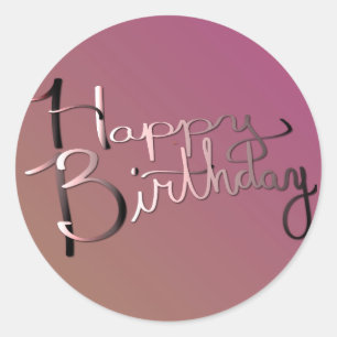 Sticker Rond "Joyeux anniversaire !" BrightPlumGradient écrit à