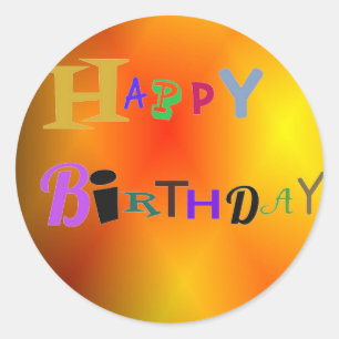 Sticker Rond Joyeux Anniversaire brillant Burnt Orange