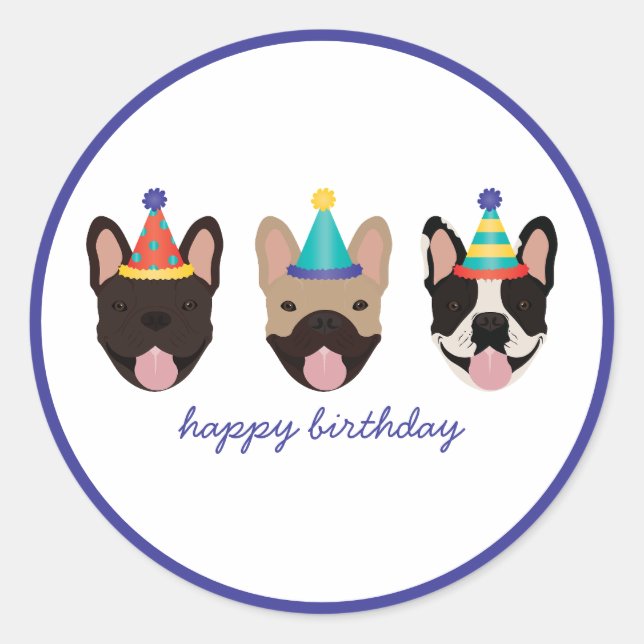 Sticker Rond Joyeux anniversaire Casquettes français de la Fête (Devant)