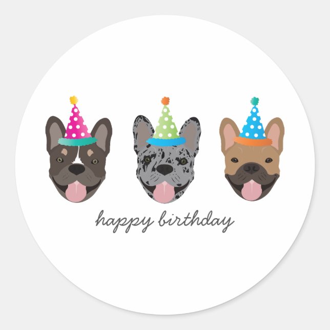 Sticker Rond Joyeux anniversaire Casquettes français de la Fête (Devant)