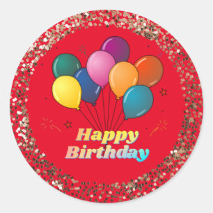 Sticker Rond Joyeux Anniversaire Célébration Classic Round Stic