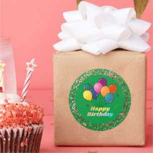 Sticker Rond Joyeux Anniversaire Célébration Classic Round Stic