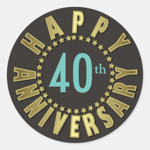 Sticker Rond Joyeux anniversaire Cercle of Stars Gold ID173