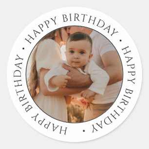 Sticker Rond Joyeux Anniversaire   Classique Simple Photo Rond 