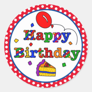 Sticker Rond Joyeux anniversaire coloré