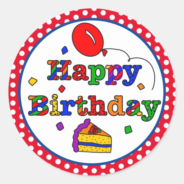 Sticker Rond Joyeux anniversaire coloré (Devant)