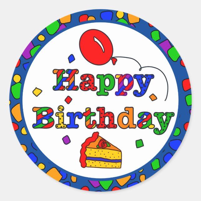 Sticker Rond Joyeux anniversaire coloré (Devant)