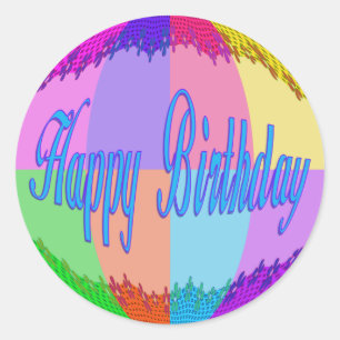 Sticker Rond Joyeux anniversaire coloré