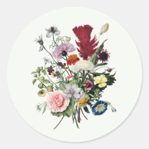 Sticker Rond Joyeux anniversaire Colorful Fleurs sauvages Vinta