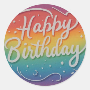 Sticker Rond Joyeux anniversaire Conception de texte et d'image