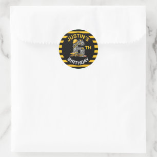 Sticker Rond Joyeux Anniversaire Construction 6 ans