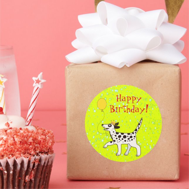 Sticker Rond Joyeux anniversaire Dalmatien (Fête)