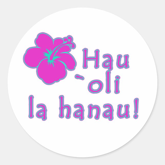 Sticker Rond Joyeux anniversaire dans le Hawaïen (Devant)