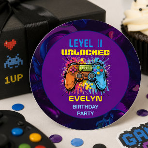 Sticker Rond Joyeux Anniversaire de jeu vidéo niveau supérieur