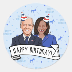 Sticker Rond Joyeux anniversaire de Joe et Kamala