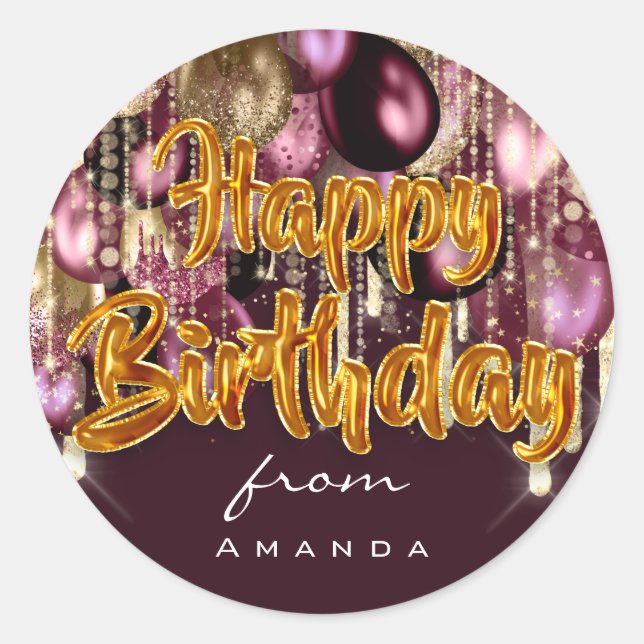 Sticker Rond Joyeux Anniversaire De L'OR Bourgogne (Devant)