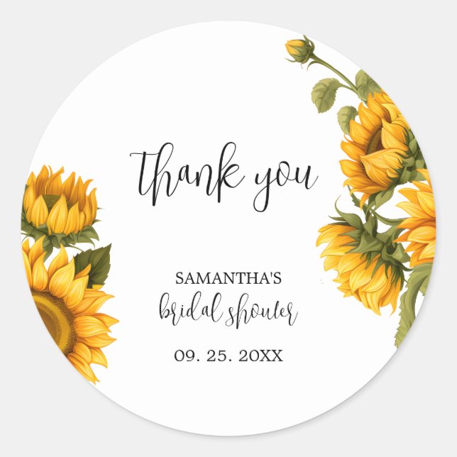 Sticker Rond Joyeux Anniversaire de Mariage aux Tournesols Bril (Devant)