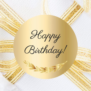 Sticker Rond Joyeux Anniversaire décoration en or