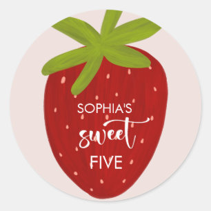 Sticker Rond Joyeux anniversaire des enfants à la fraise douce