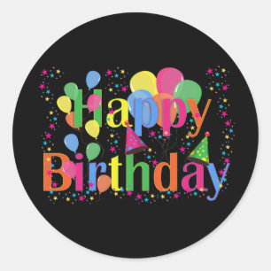 Sticker Rond Joyeux anniversaire, design de célébration à la mo