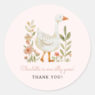 Sticker Rond Joyeux Anniversaire d'Oie Silly Rose
