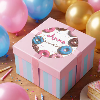 Sticker Rond Joyeux Anniversaire Donut Sucré 