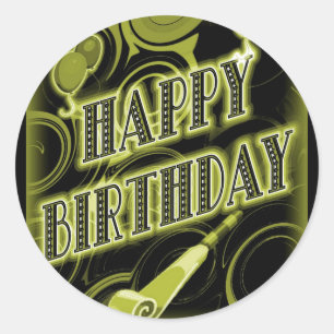 Sticker Rond Joyeux anniversaire d'or