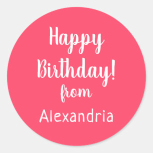 Sticker Rond Joyeux anniversaire du nom Anniversaire rose