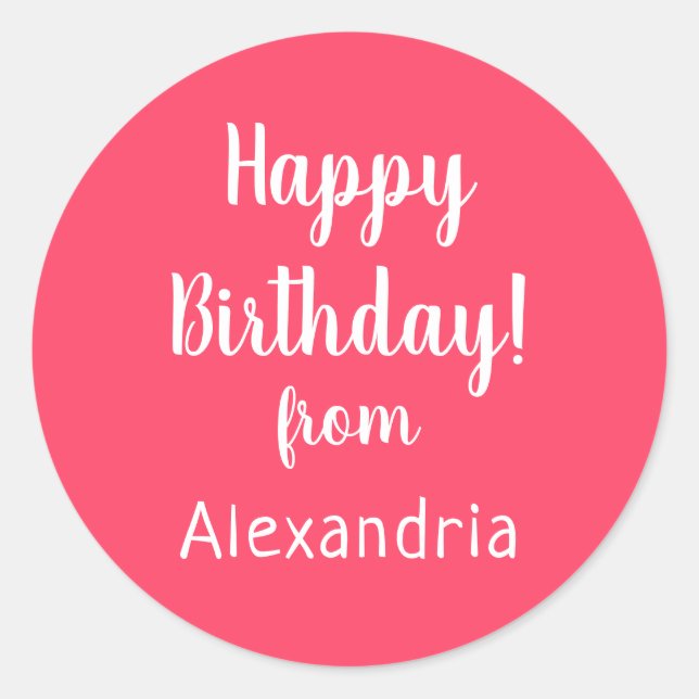 Sticker Rond Joyeux anniversaire du nom Anniversaire rose (Devant)
