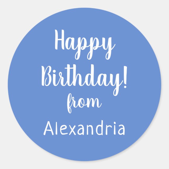 Sticker Rond Joyeux anniversaire du nom Pastel Blue Anniversair (Devant)