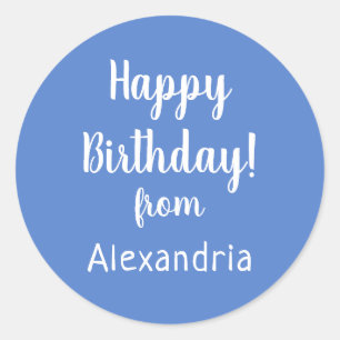 Sticker Rond Joyeux anniversaire du nom Pastel Blue Anniversair