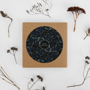 Sticker Rond Joyeux anniversaire élégante branches florales