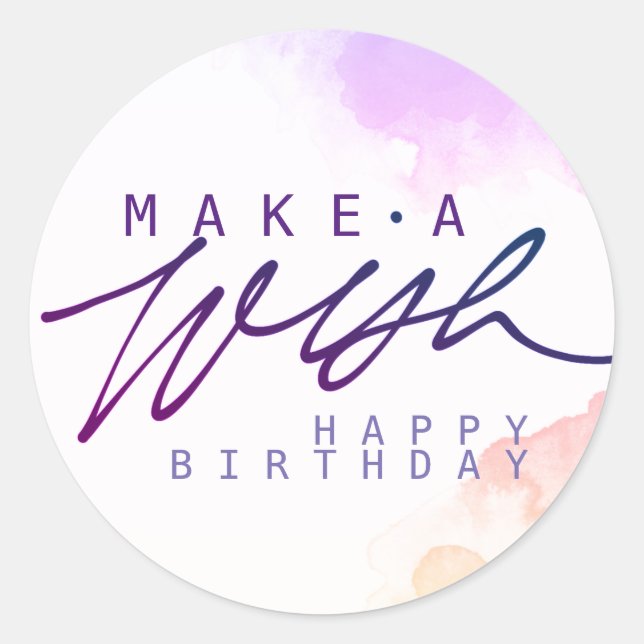 Sticker Rond Joyeux anniversaire en violet (Devant)