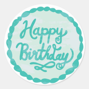 Sticker Rond Joyeux Anniversaire Encaissé à la main