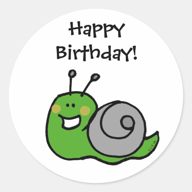Sticker Rond Joyeux anniversaire ! (escargot) (Devant)