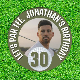 Sticker Rond Joyeux Anniversaire Fantastic Homme Golfer