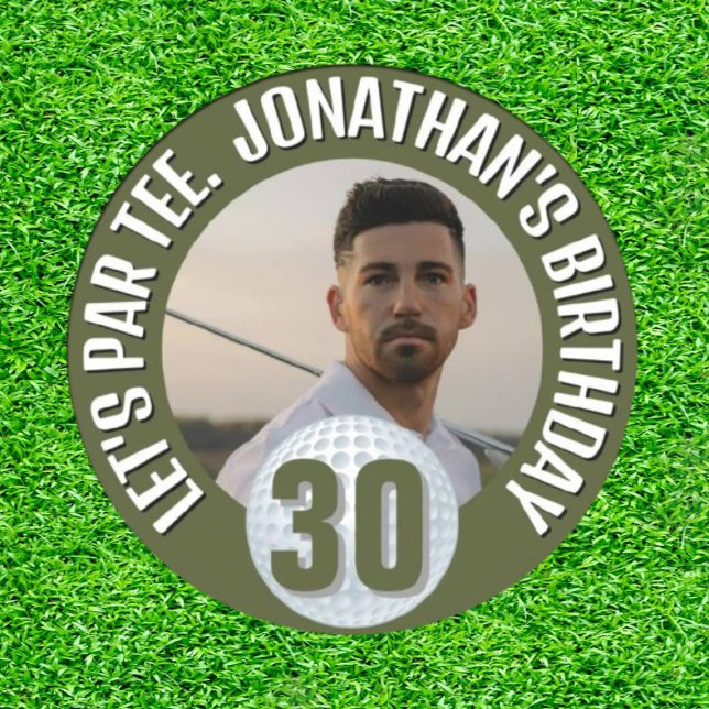 Sticker Rond Joyeux Anniversaire Fantastic Homme Golfer (Celebrate the Legend: Happy Birthday, Golfing Great!)