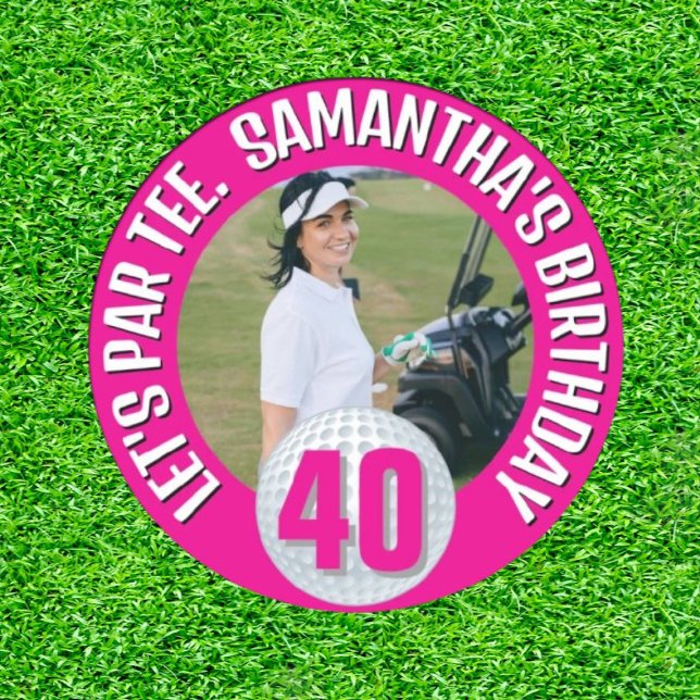 Sticker Rond Joyeux anniversaire Fantastic Rose lady Golfer (Celebrate in Style: A Pink Lady’s Birthday Par-tee!)