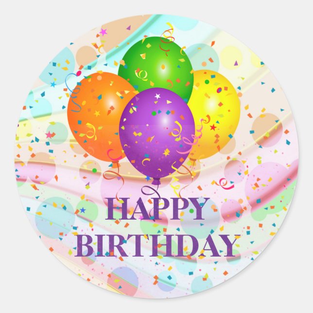 Sticker Rond Joyeux anniversaire, fête le... (Devant)