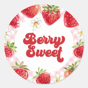 Sticker Rond Joyeux Anniversaire Fraise Sucré