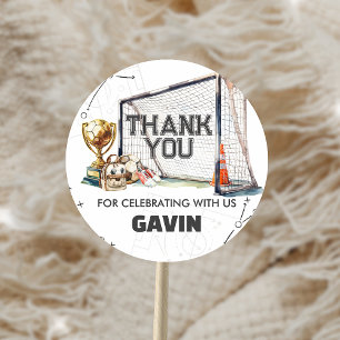 Sticker Rond Joyeux Anniversaire Garçon Football Game On