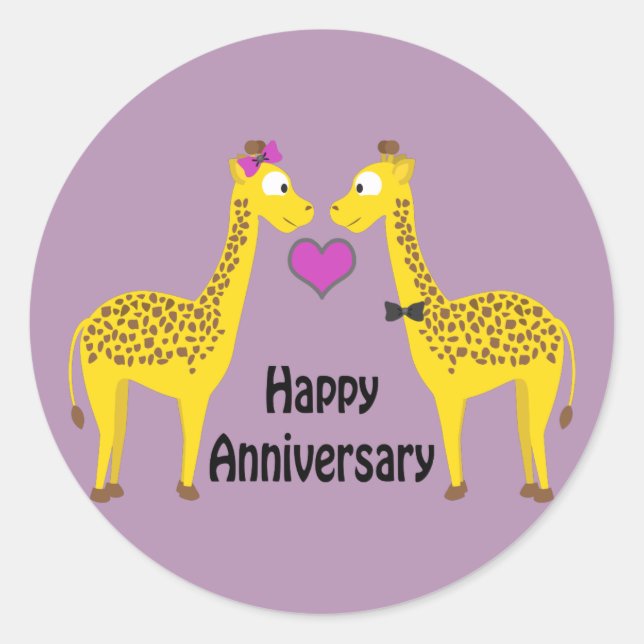 Sticker Rond Joyeux anniversaire Giraffes (Devant)