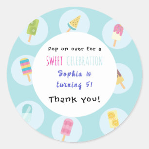 Sticker Rond Joyeux Anniversaire Glace Sucrée